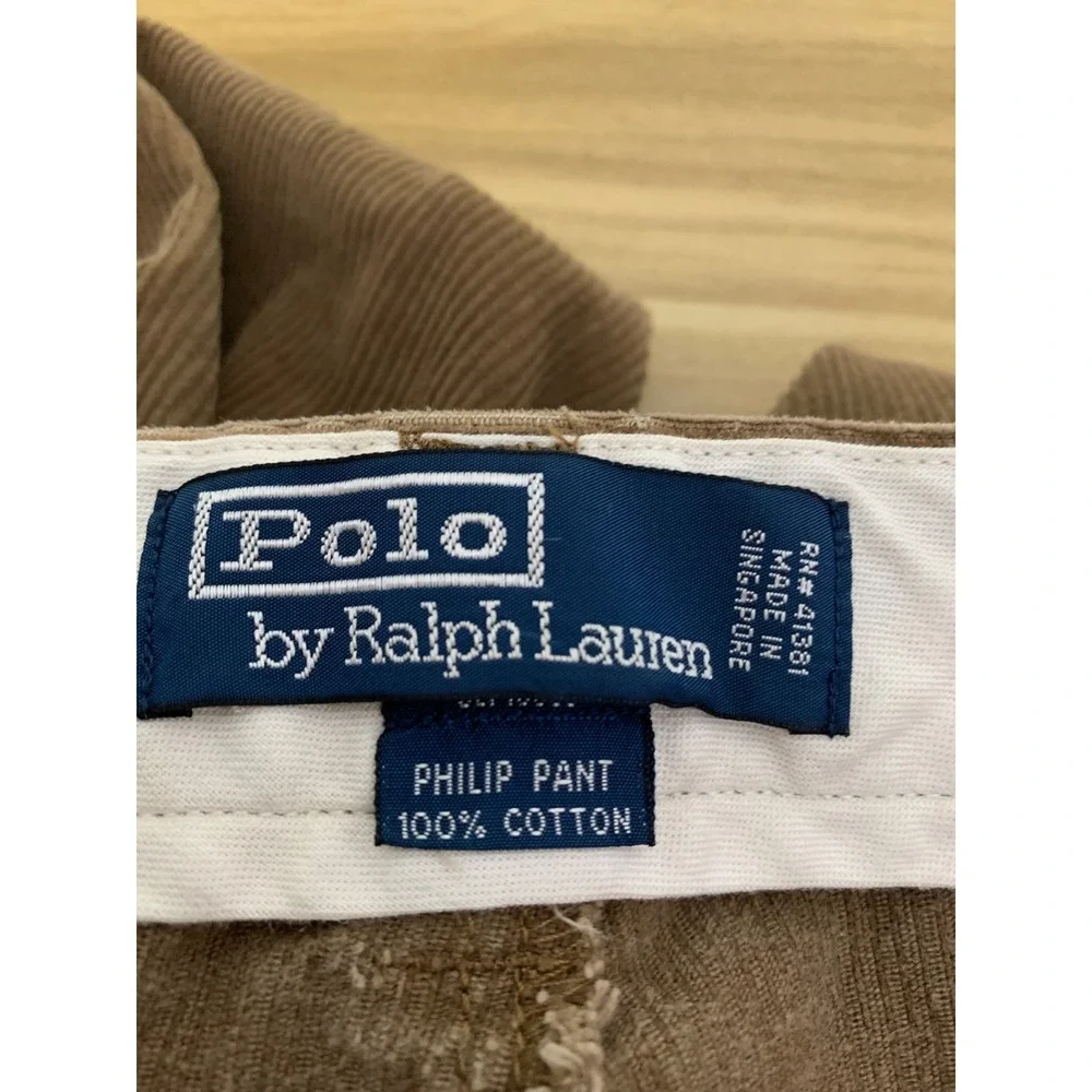 Vintage Polo Ralph Lauren Corduroy Pants Mens 38x29 Brown Philip 100% Cotton